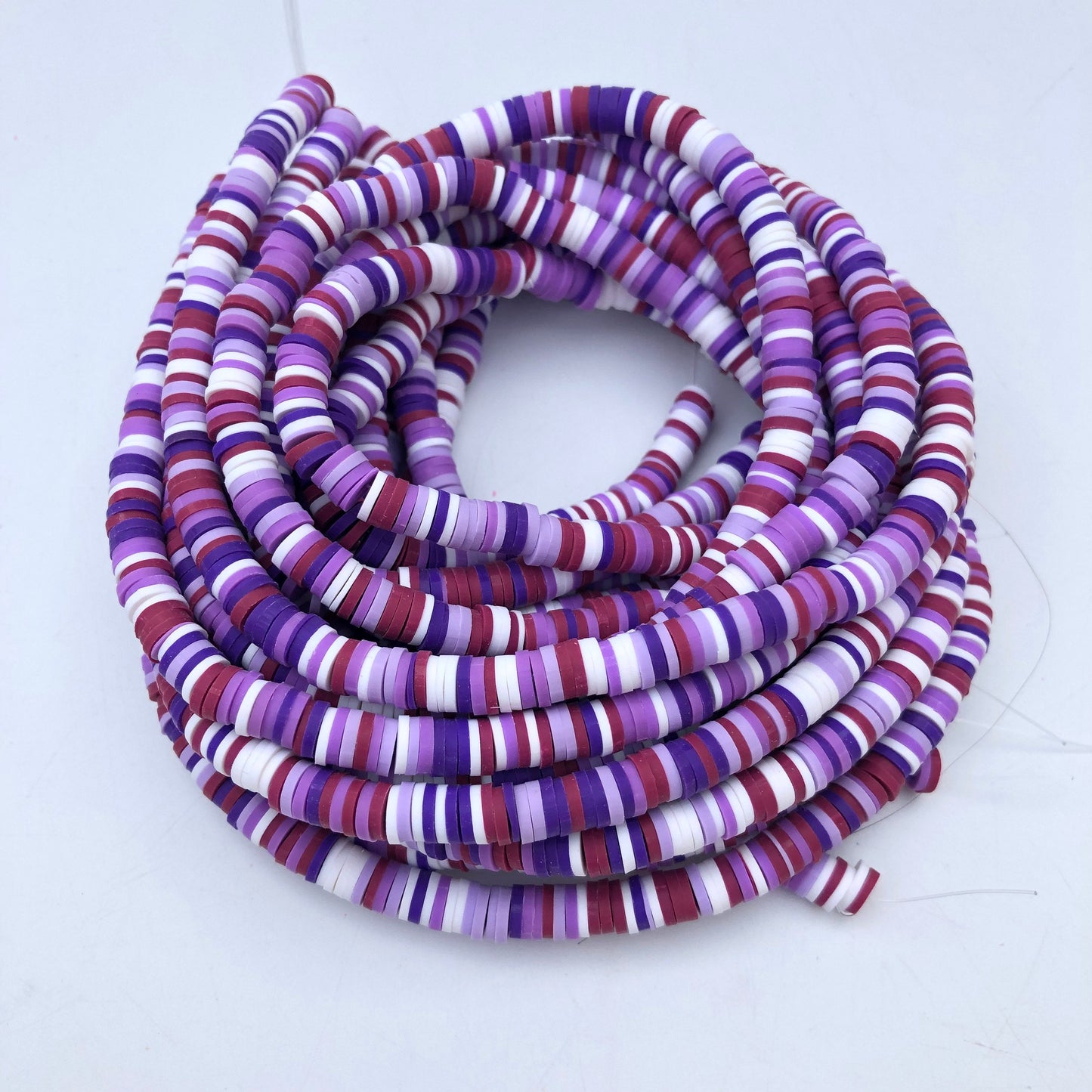 Mixed Purple Colour Polymer Clay Beads 6mm Round Disc Katsuki Jelly Bead 40cm Strand