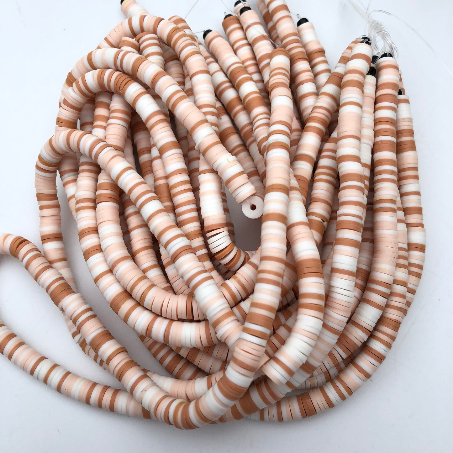 Beige and Brown Polymer Clay Disc Beads 330pcs Strand Mixed Katsuki Bead 6mm