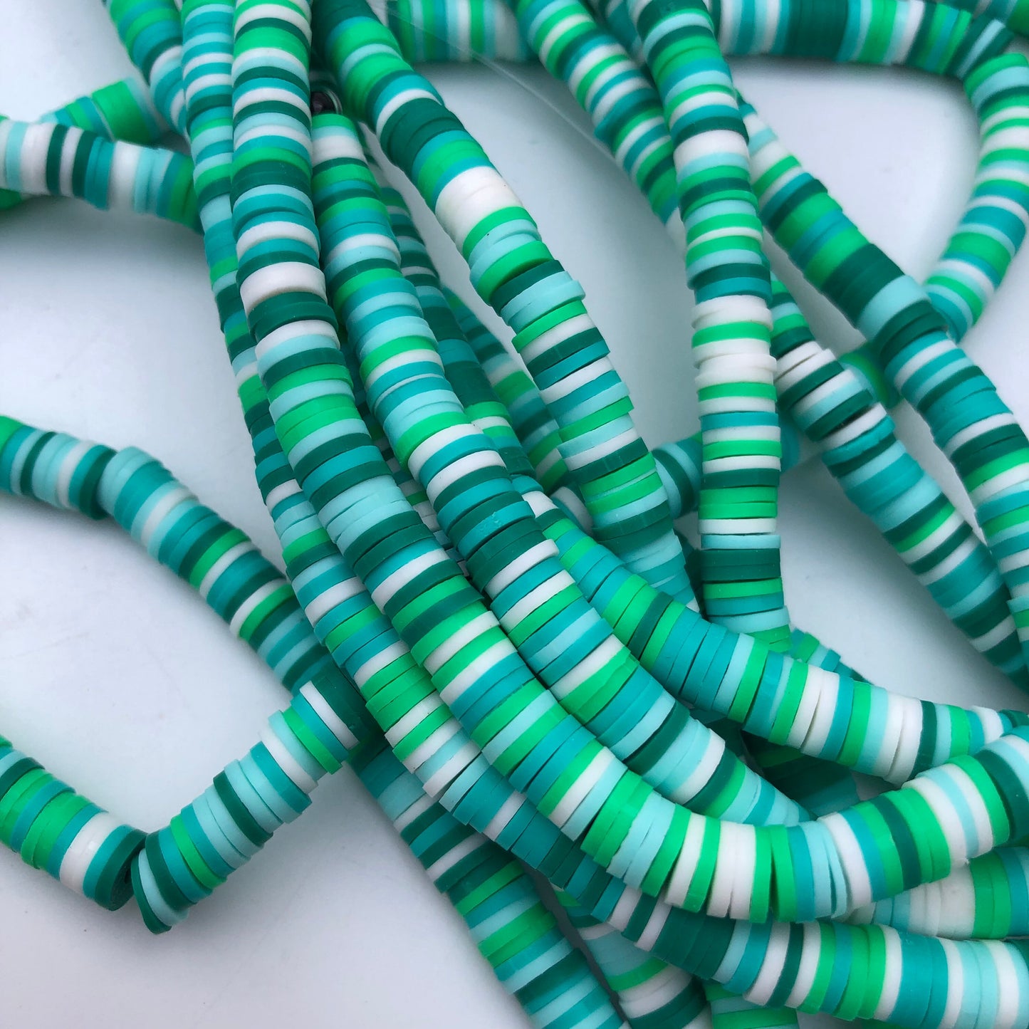 Mixed Green Polymer Clay Disc Beads 330pcs Strand Katsuki Bead 6mm