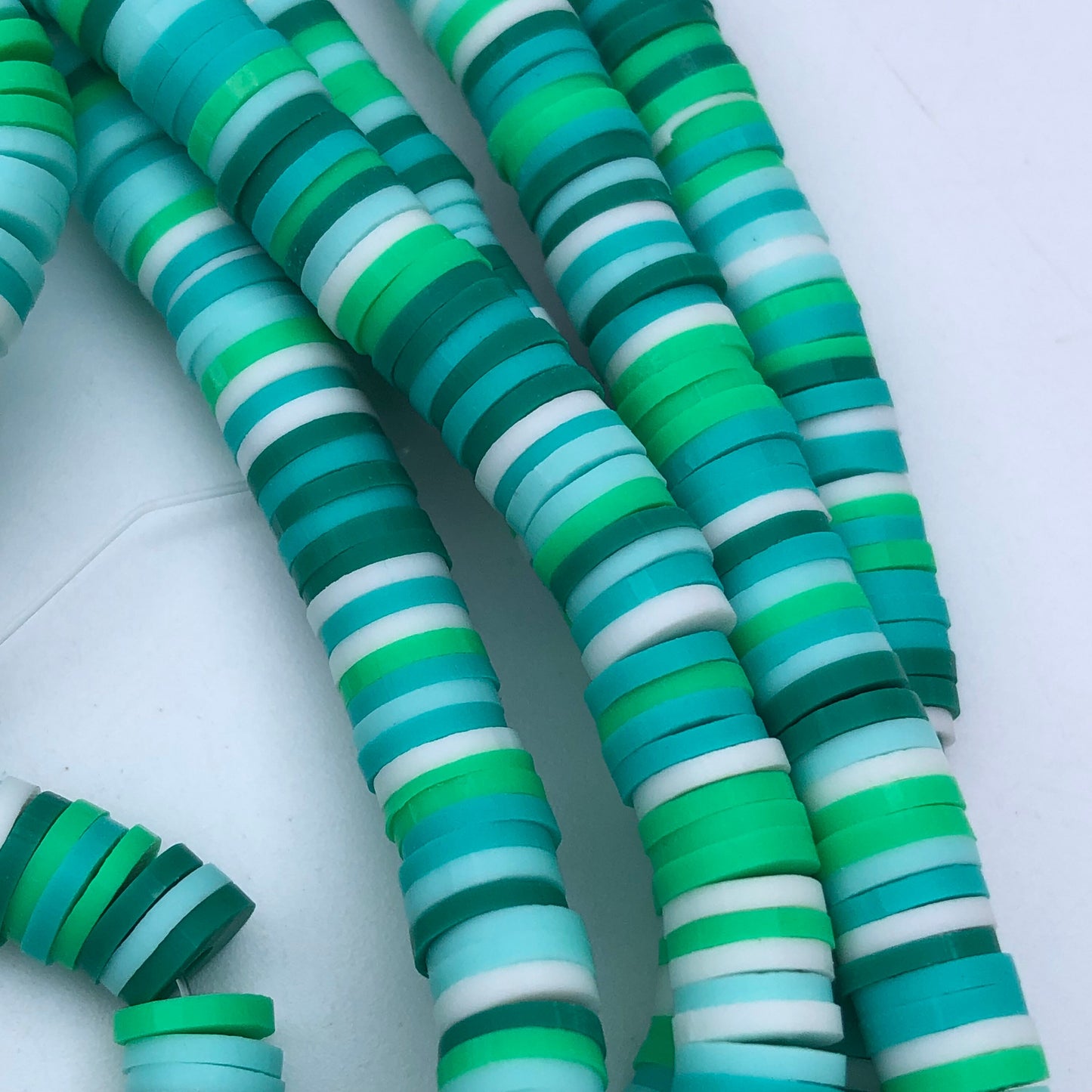 Mixed Green Polymer Clay Disc Beads 330pcs Strand Katsuki Bead 6mm