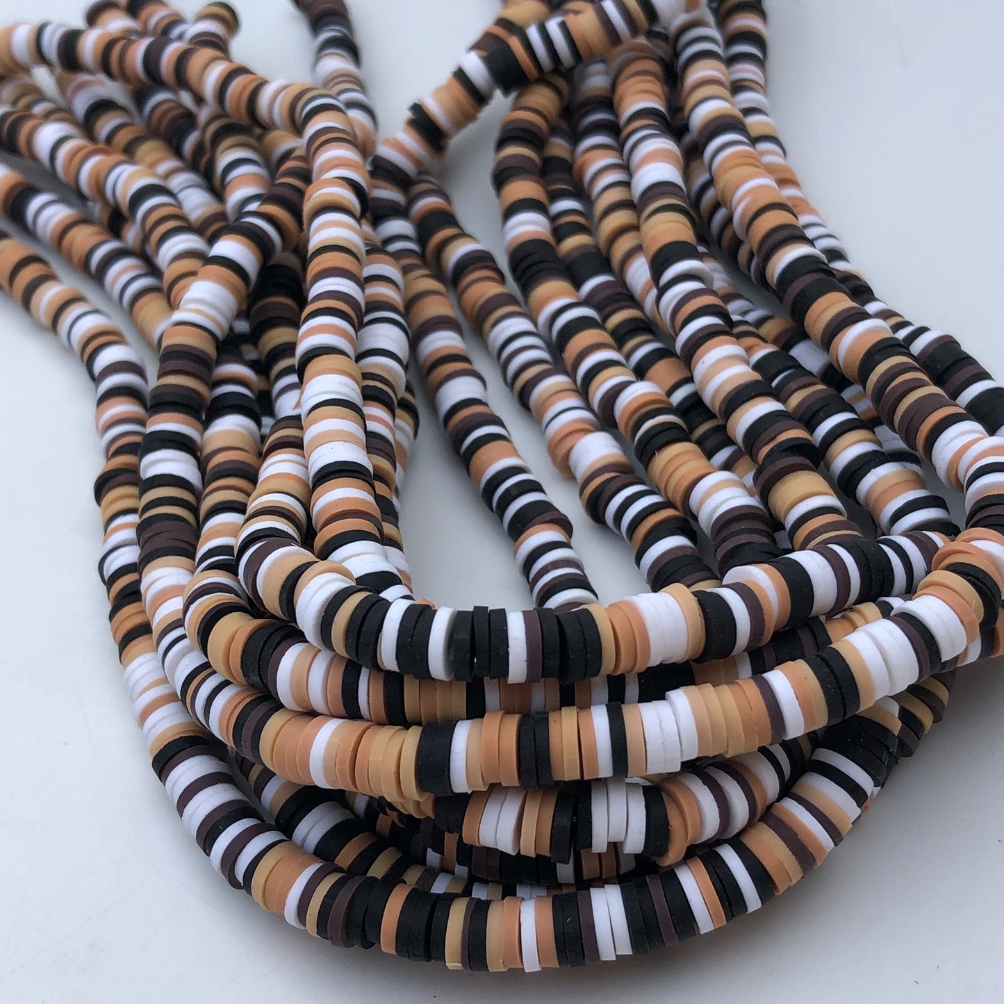 Mixed Brown Polymer Clay Disc Beads 330pcs Strand Katsuki Bead 6mm