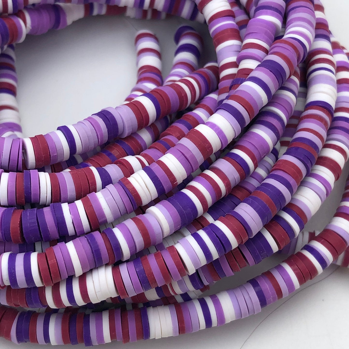 Mixed Purple Colour Polymer Clay Beads 6mm Round Disc Katsuki Jelly Bead 40cm Strand