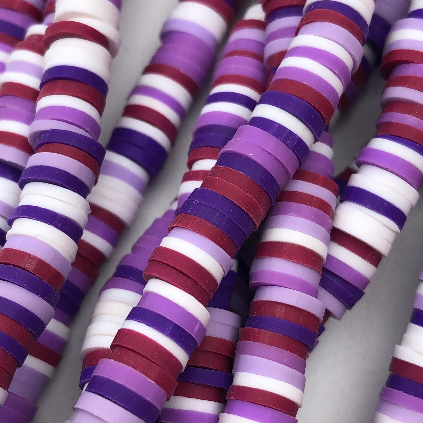 Mixed Purple Colour Polymer Clay Beads 6mm Round Disc Katsuki Jelly Bead 40cm Strand