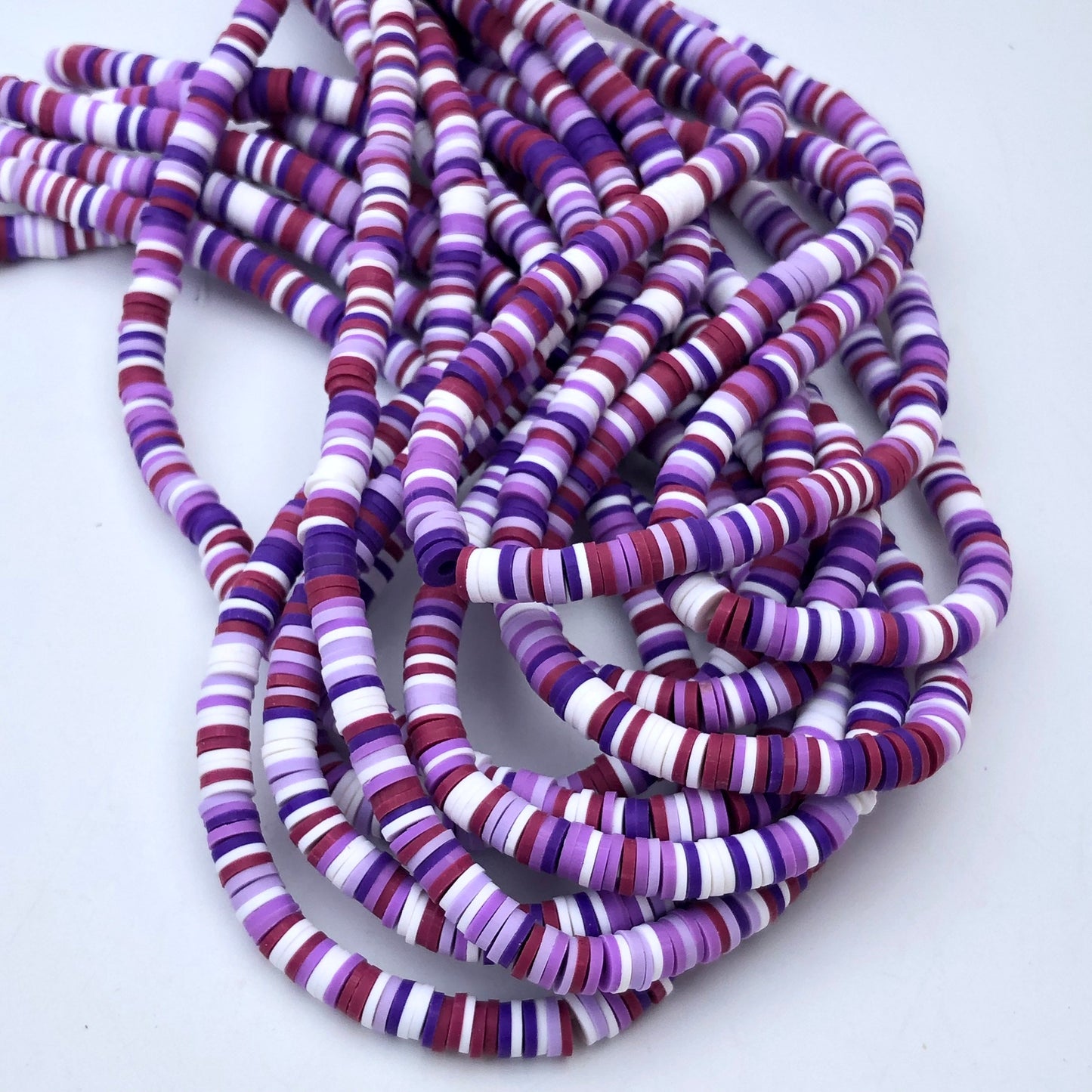 Mixed Purple Colour Polymer Clay Beads 6mm Round Disc Katsuki Jelly Bead 40cm Strand