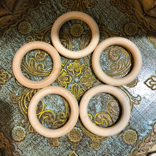 5pcs Round Natural Macrame Wood Ring Unfinished Circle 65mm Unpainted Wooden Donut