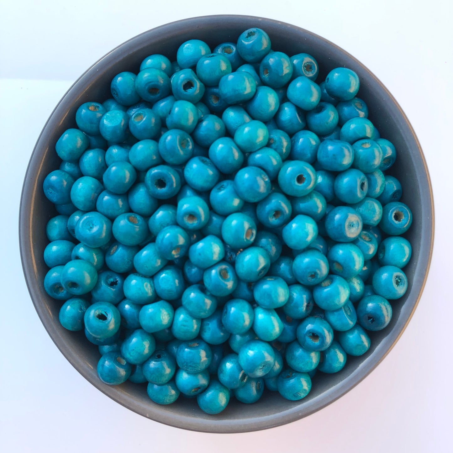 Turquoise Blue Wood Bead 8.5mm Round Wooden Craft Bead 150 Pieces