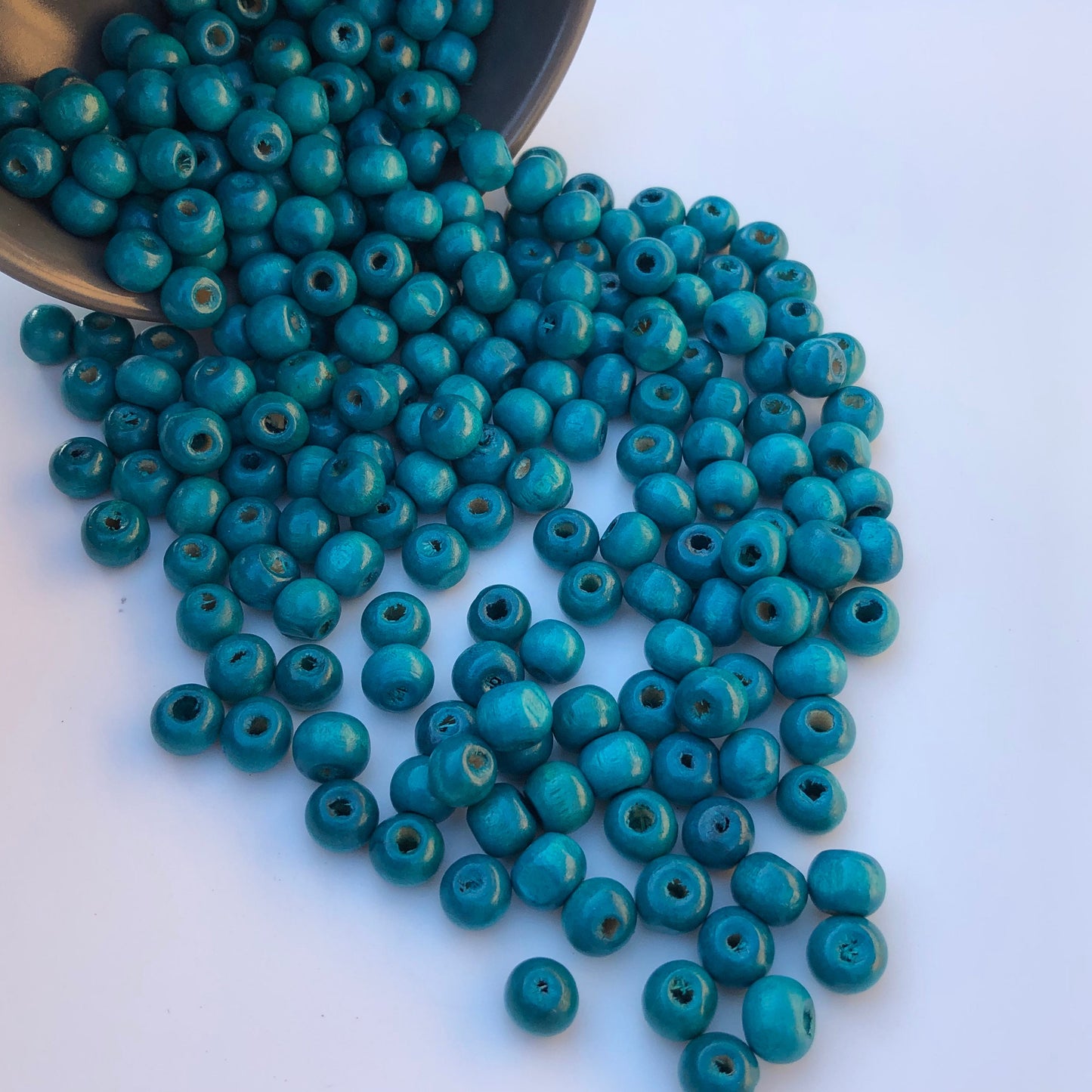 Turquoise Blue Wood Bead 8.5mm Round Wooden Craft Bead 150 Pieces