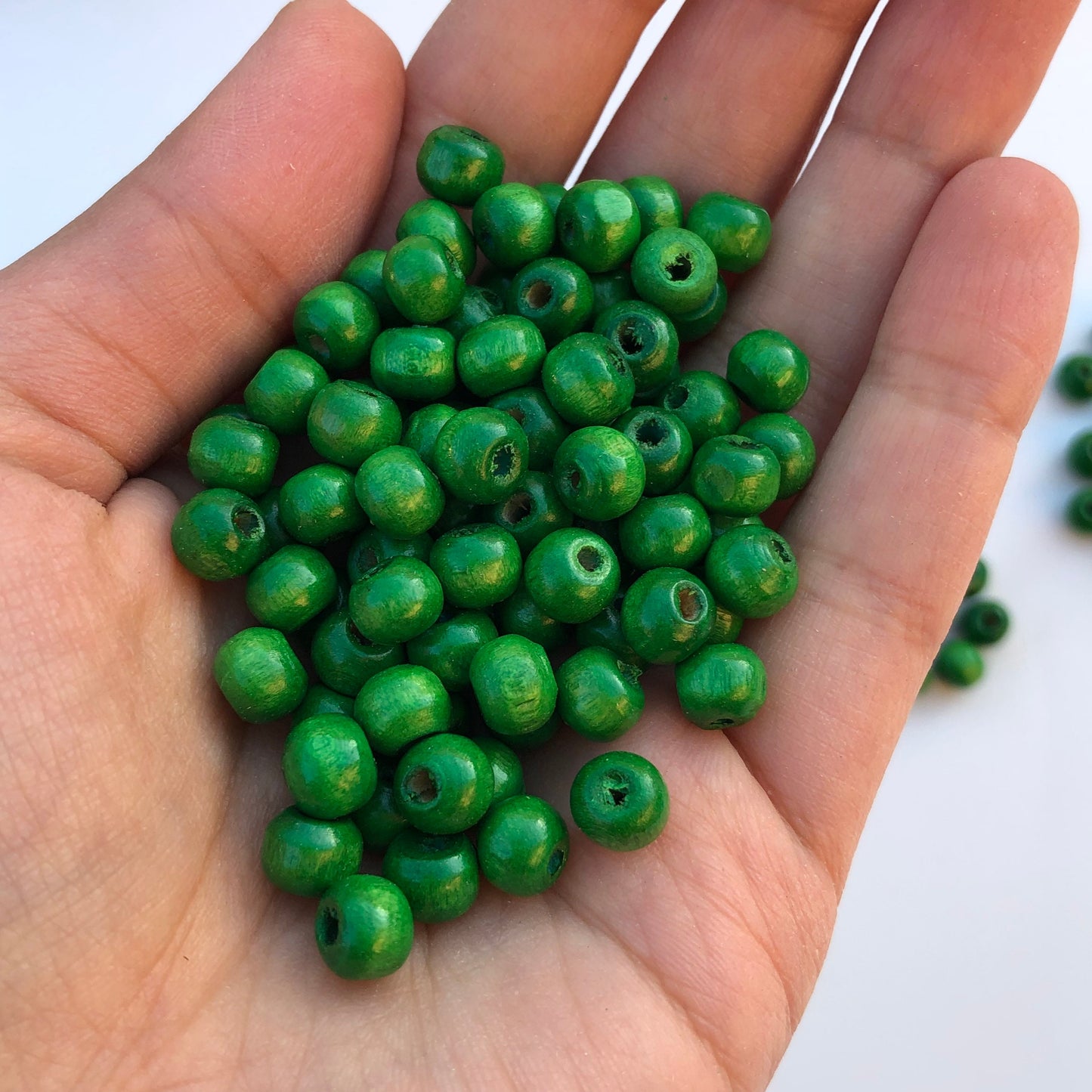 Green Wood Beads 7mm Round Jewellery Making Craft Spacer Bead 150 Pieces