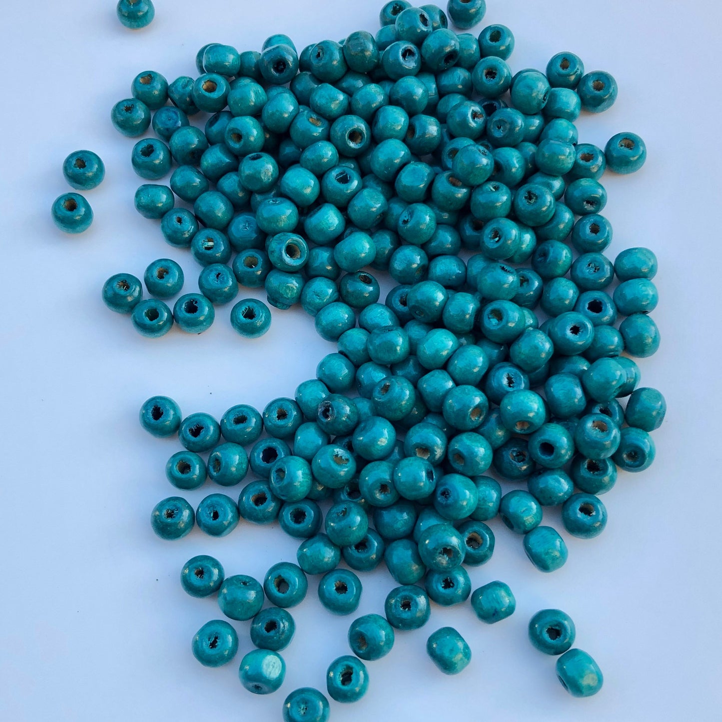 Turquoise Blue Wood Beads 7mm Round Wooden Craft Bead 150 Pieces