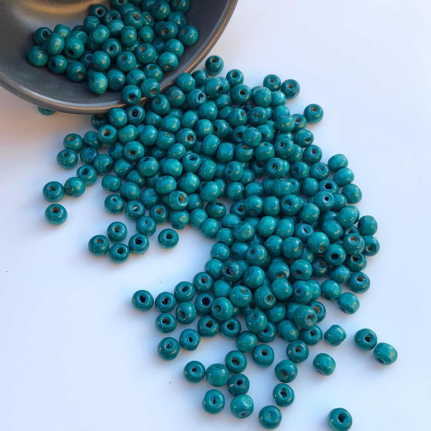 Turquoise Blue Wood Beads 7mm Round Wooden Craft Bead 150 Pieces