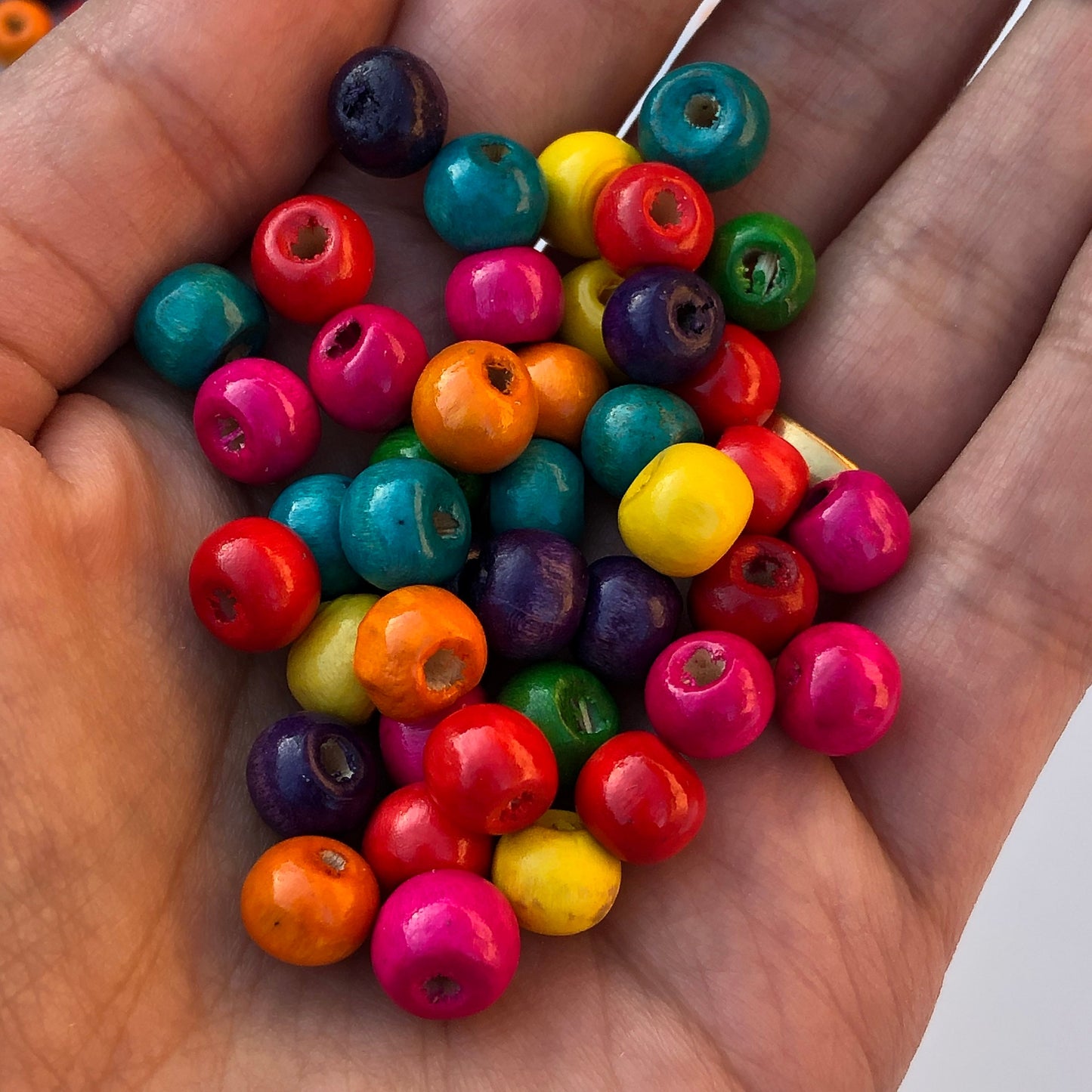 Mixed Multi Colour Wood Bead 8.5mm Round Craft Spacer Beads 150 Pieces