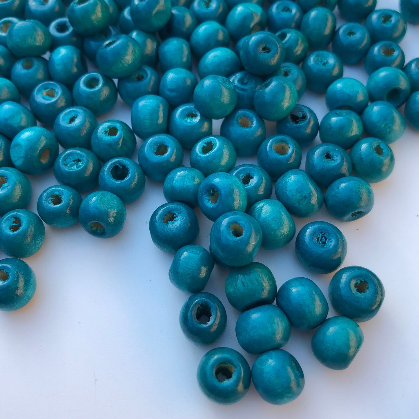 Turquoise Blue Wood Bead 8.5mm Round Wooden Craft Bead 150 Pieces