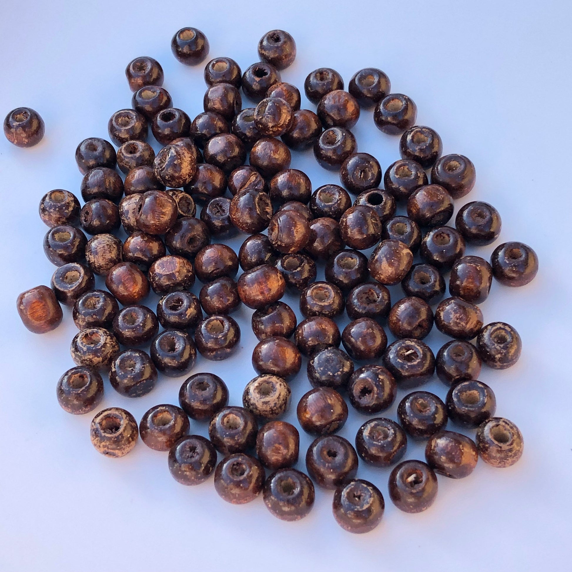 150pcs Antique Brown Wood Bead 