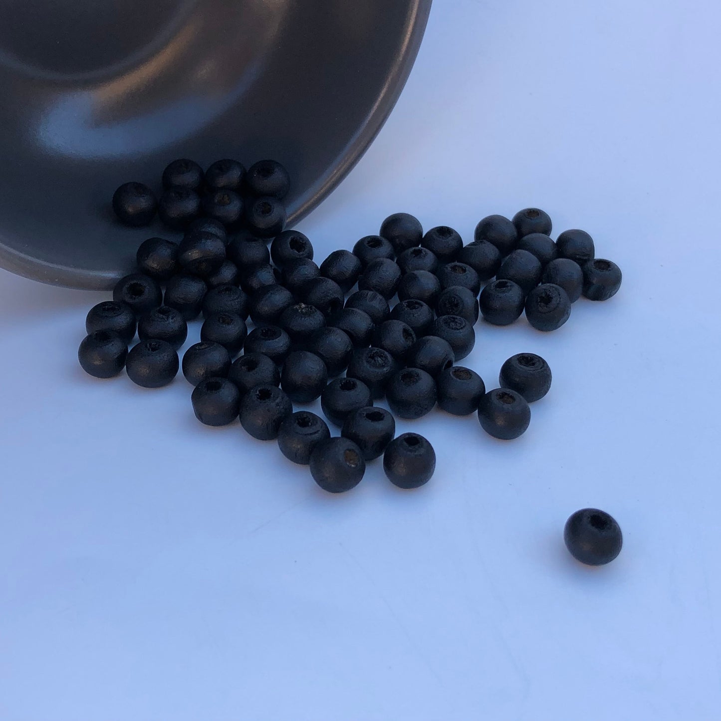 Matte Black Wood Beads 8.5mm Round Wooden Craft Bead 150 Pieces