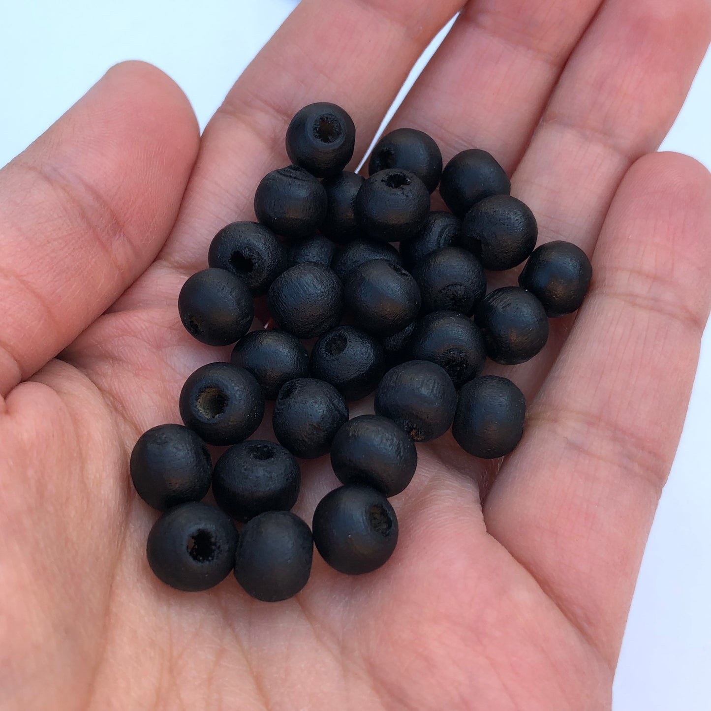 Matte Black Wood Beads 8.5mm Round Wooden Craft Bead 150 Pieces