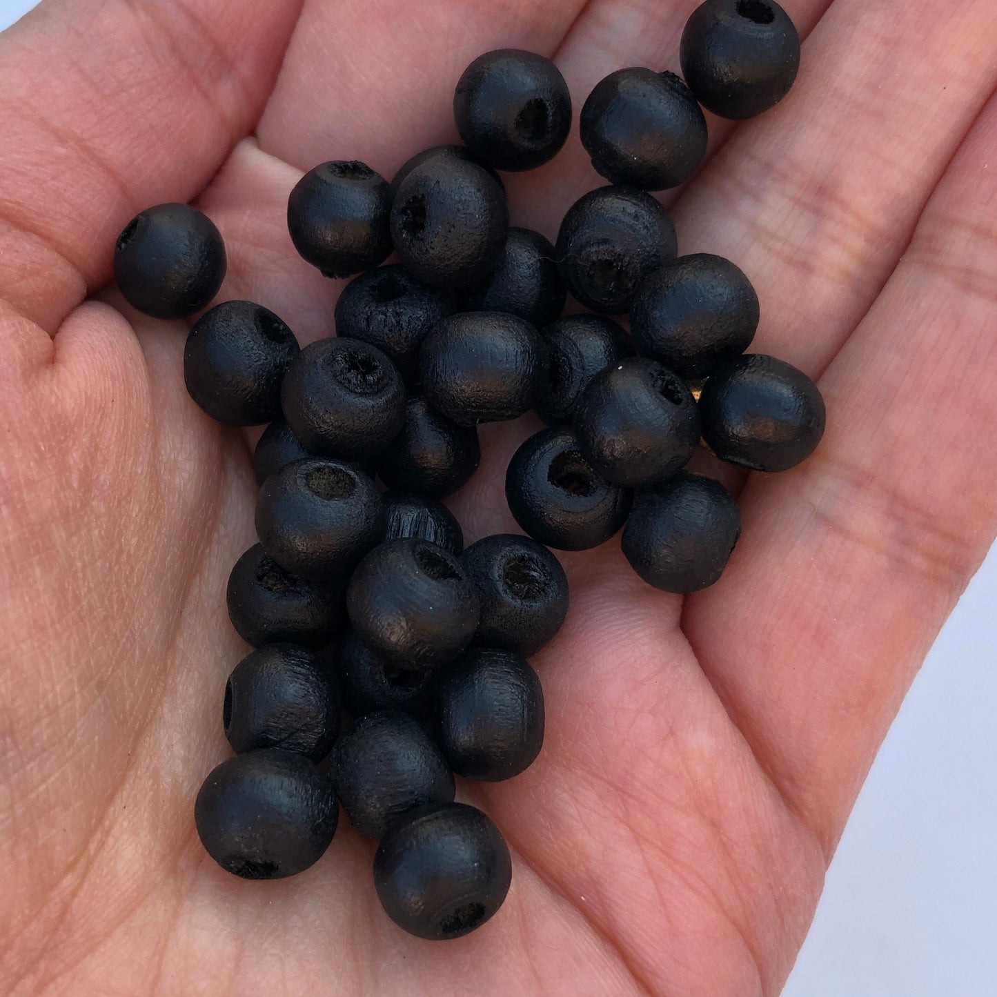 Matte Black Wood Beads 8.5mm Round Wooden Craft Bead 150 Pieces