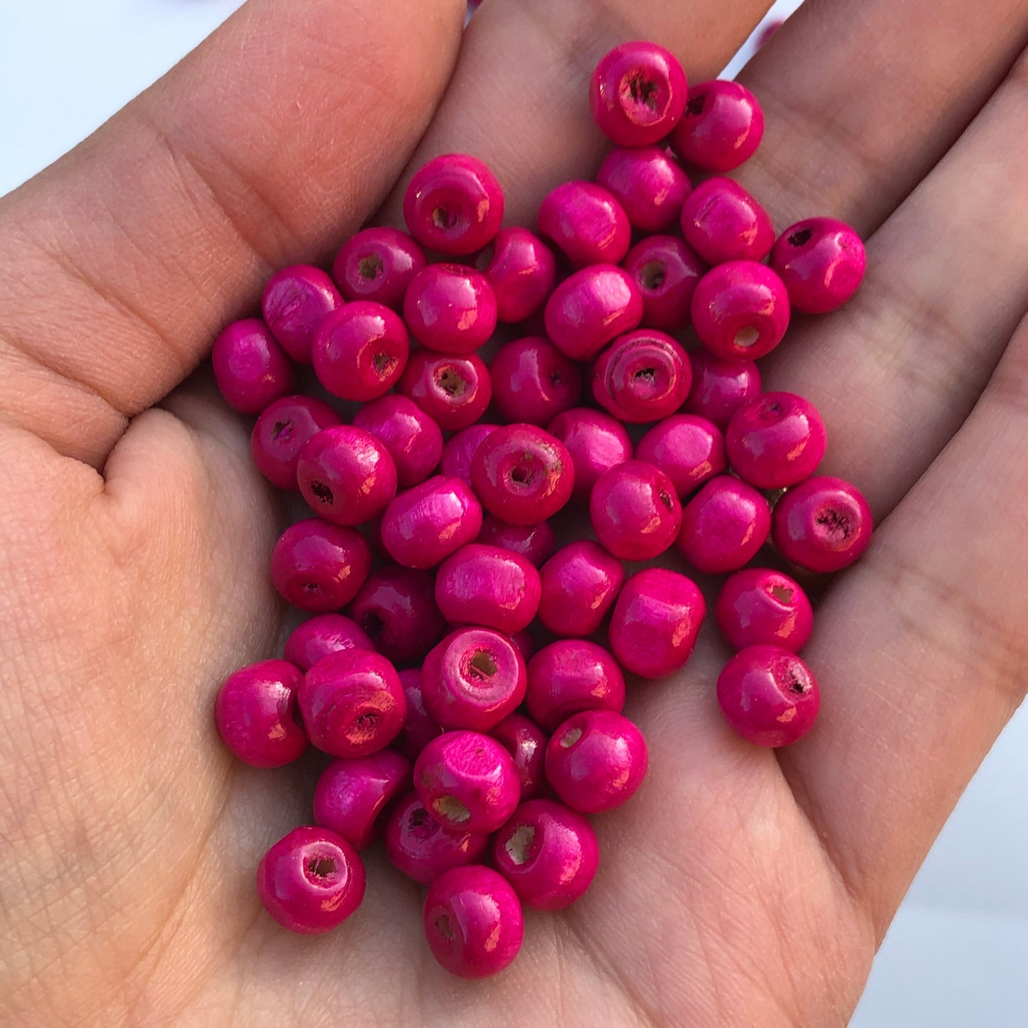 Hot Pink Wood Beads 7mm Round Jewellery Making Craft Spacer Bead 150 Pieces