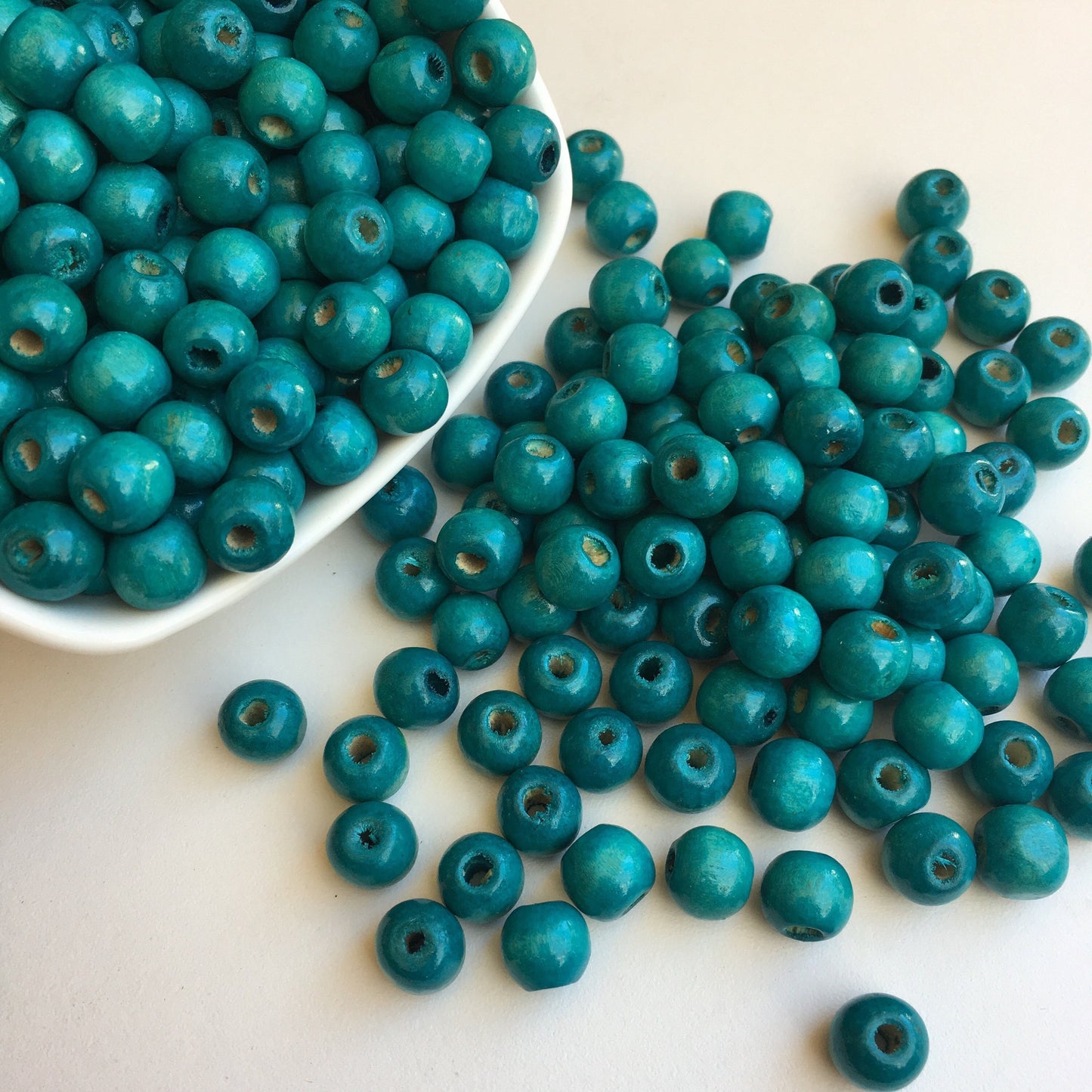 Turquoise Blue Wood Beads 10mm Round Wooden Craft Bead 100 Pieces