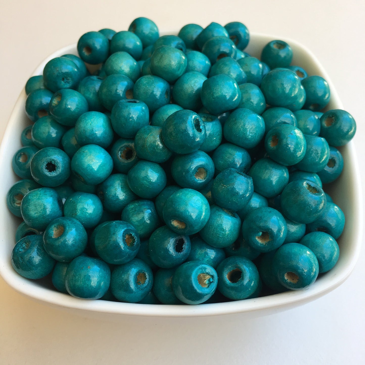 Turquoise Blue Wood Beads 10mm Round Wooden Craft Bead 100 Pieces