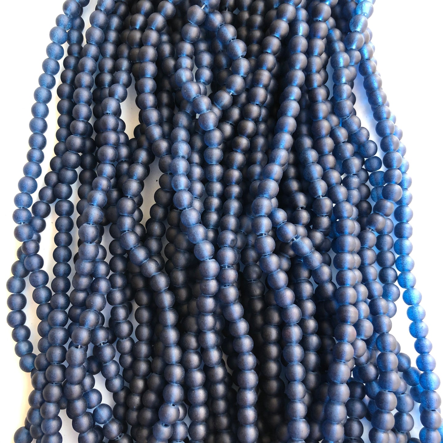 Navy Blue Frosted Glass Beads 6mm Round DIY Bracelet Necklace Bead 135 Piece Strand