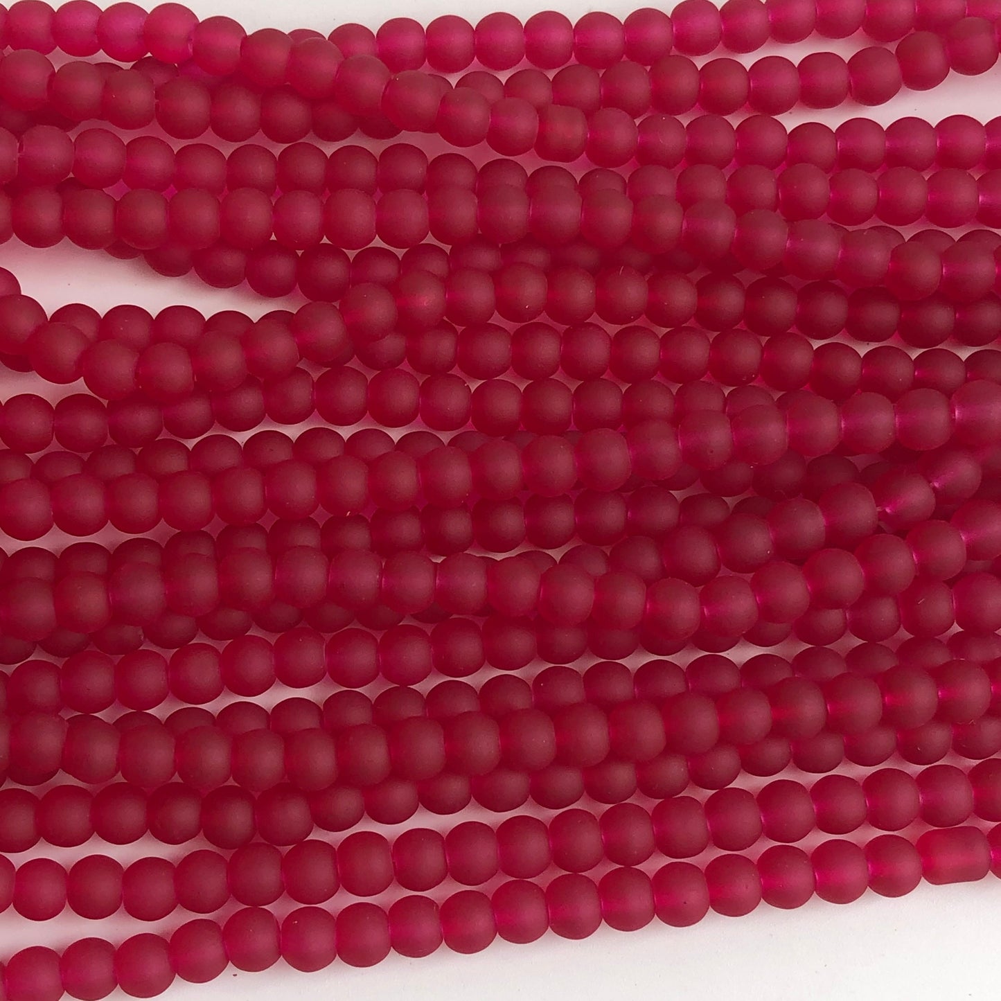 Ruby Red Frosted Glass Beads 6mm Round DIY Bracelet Necklace Bead 135 Piece Strand