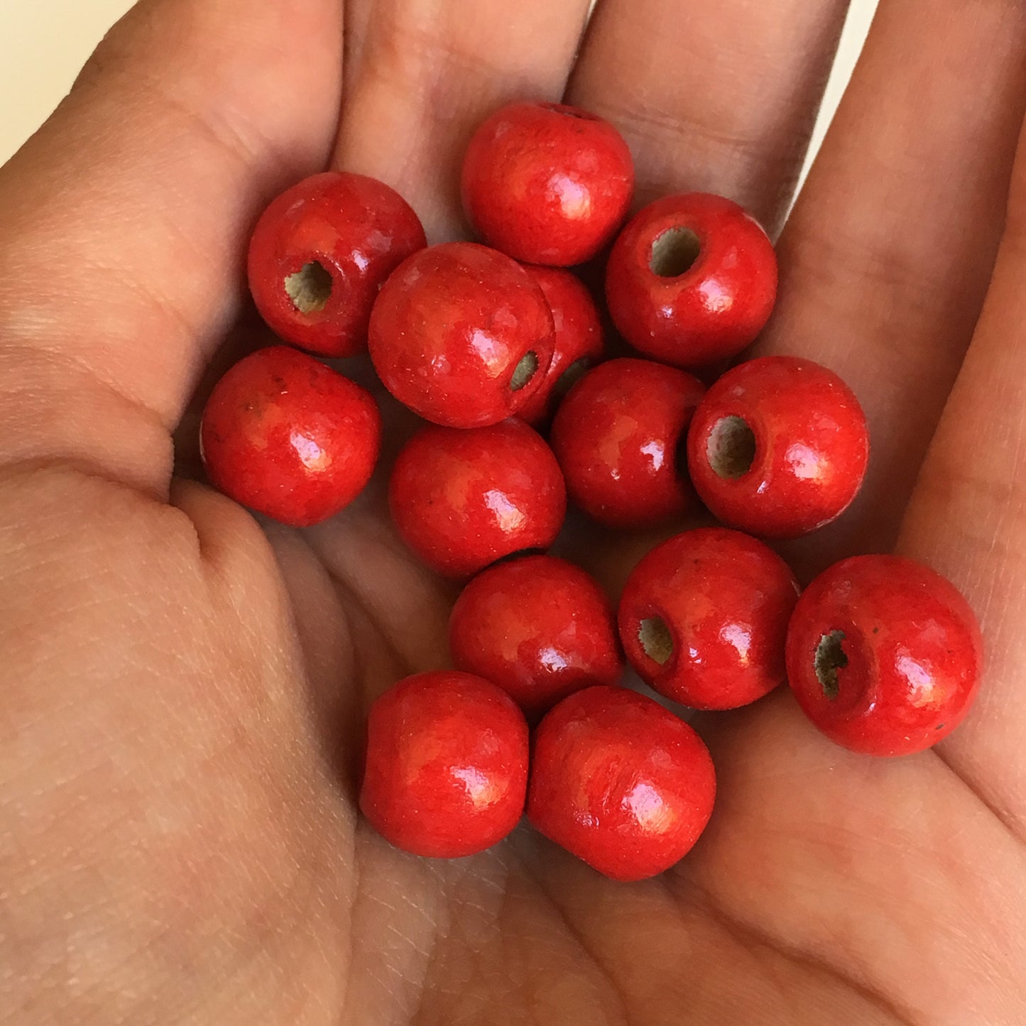 Red Wood Beads 12mm Round DIY Necklace Bracelet Jewellery Wooden Craft Bead 50 Pieces