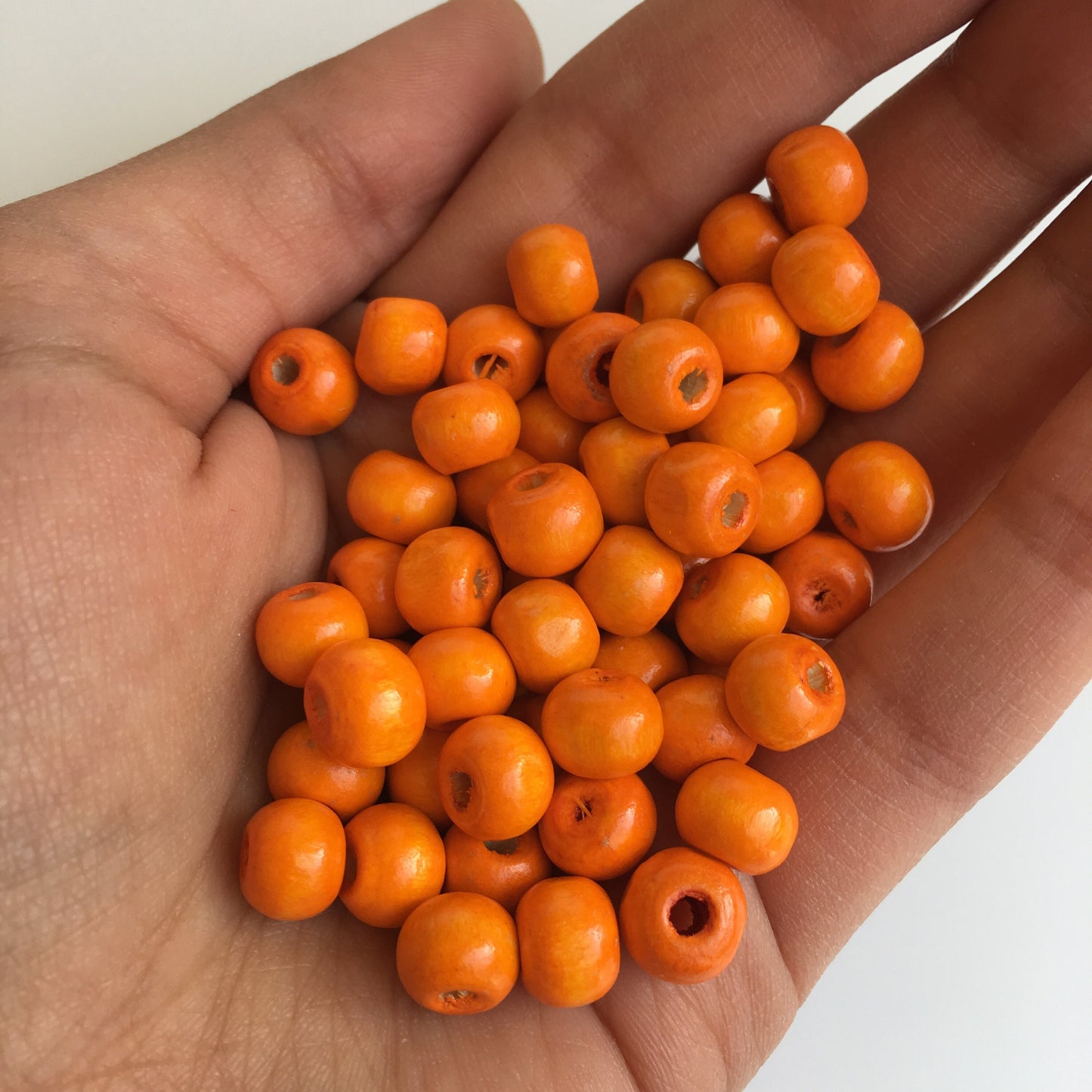 Orange Wood Bead 8.5mm Round Craft Beads 150 Pieces