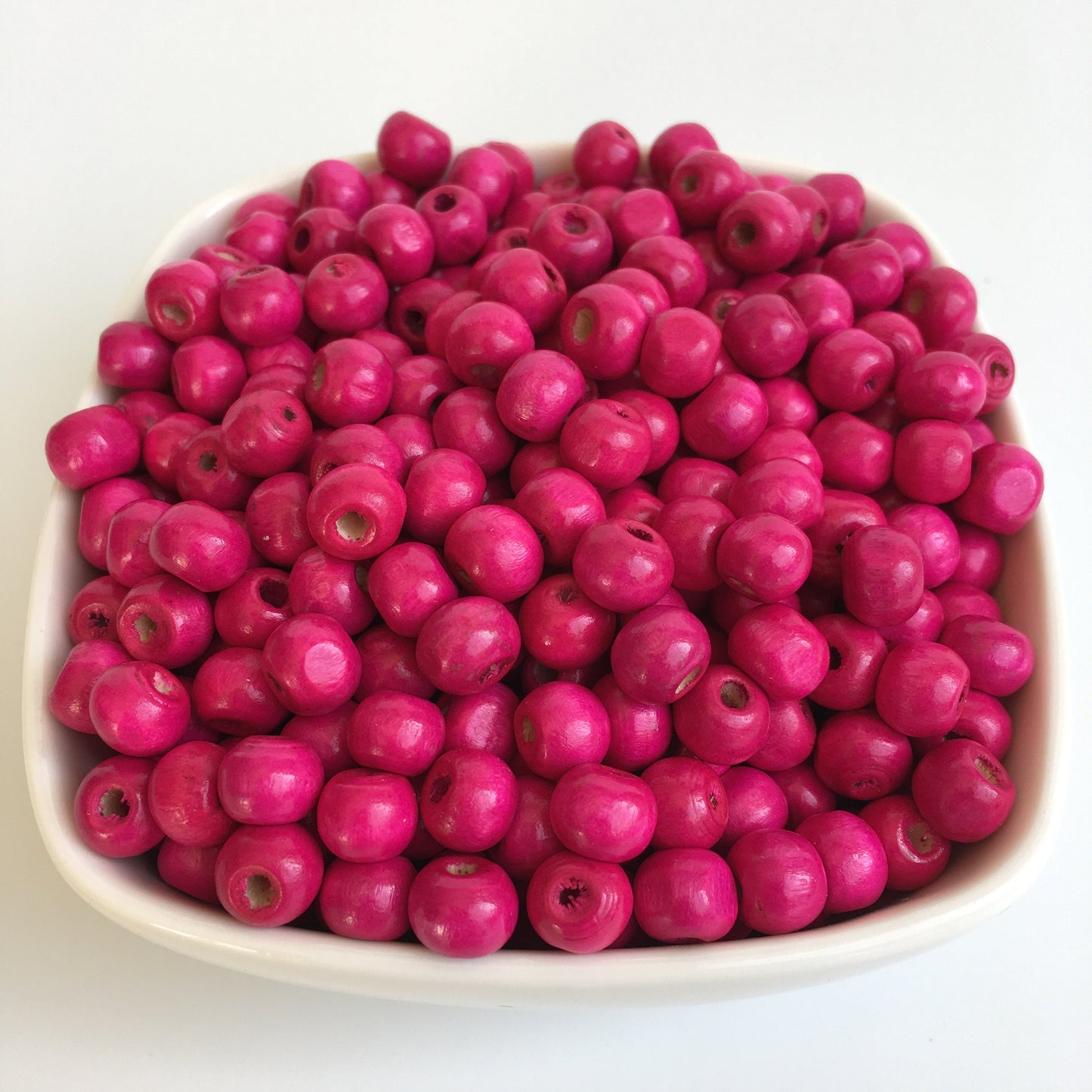 Hot Pink Wood Beads 8.5mm Round Wooden Craft Bead 100 Pieces