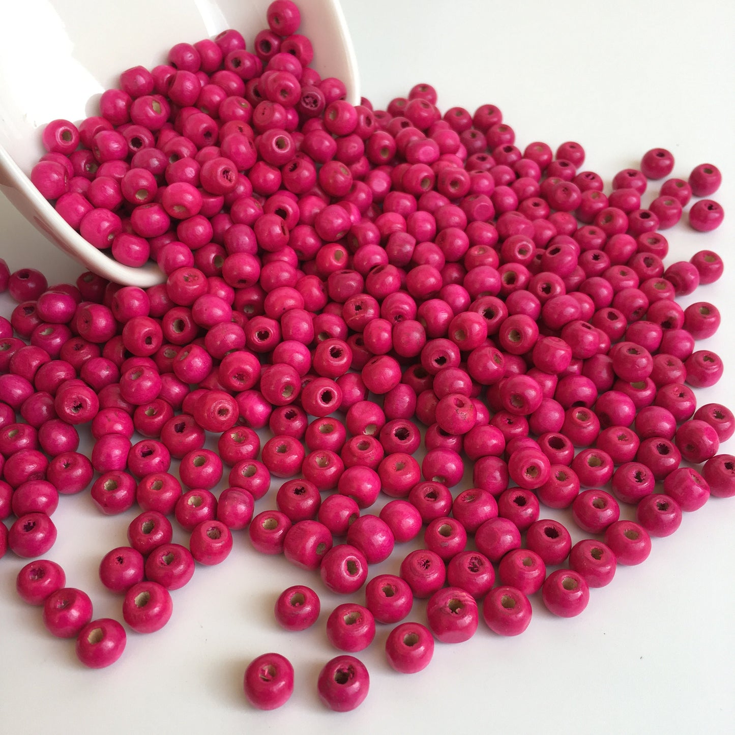 Hot Pink Wood Beads 8.5mm Round Wooden Craft Bead 100 Pieces