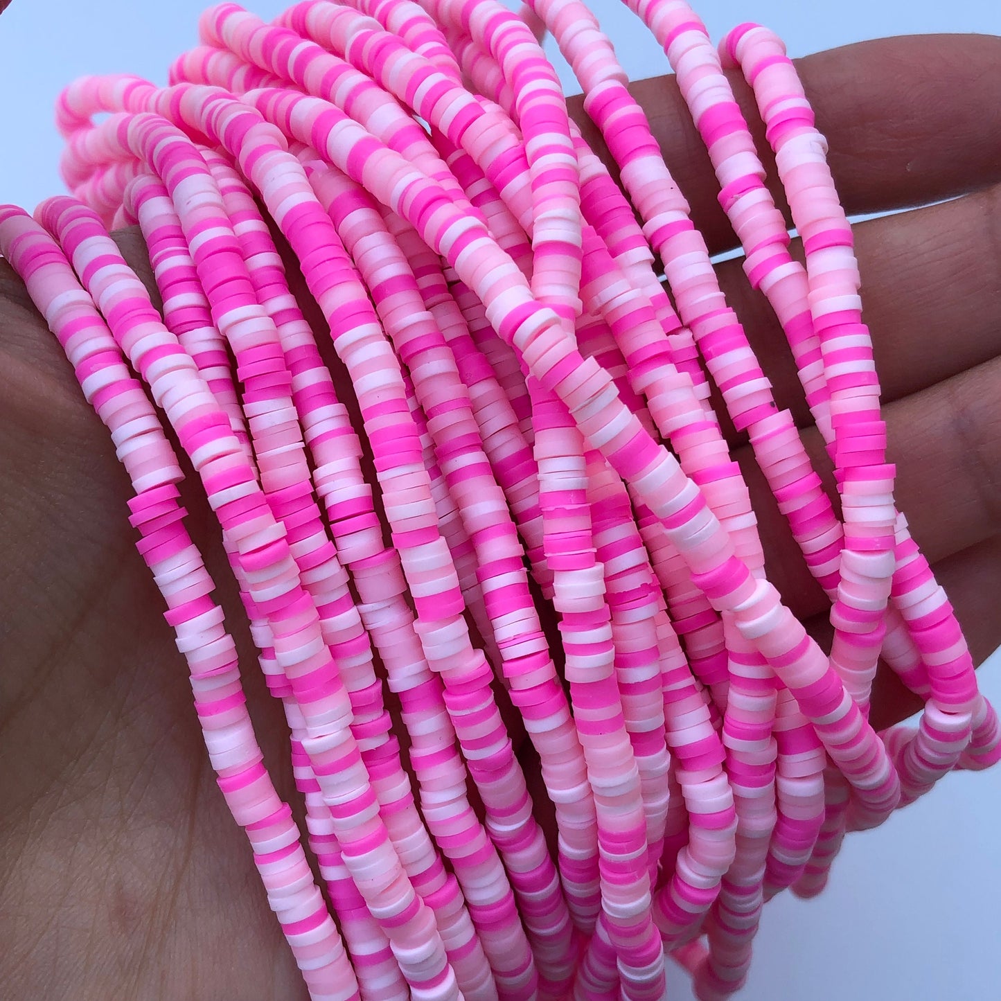 Mixed Pink Polymer Clay Beads 4x1mm Round Disc Katsuki DIY Jewellery Bead 40cm Strand