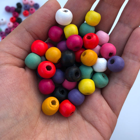 75X Pieces Round Wood Beads 10x9mm Mixed Assortment of Colour