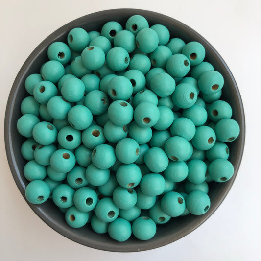 Mint Matte Green Wood Beads 10mm Wooden Jewellery Craft Bead 75 Pieces