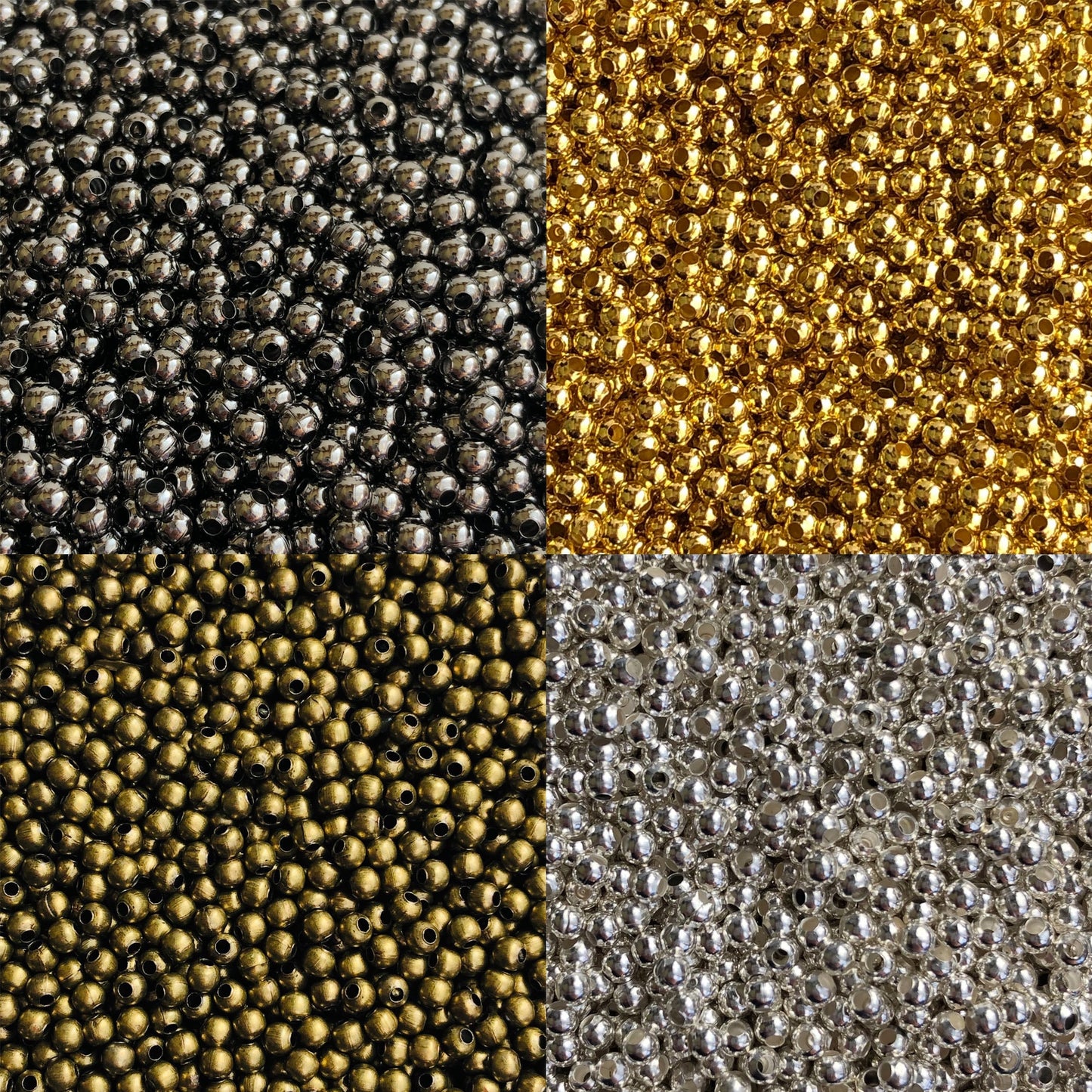 Iron Spacer Beads 3mm Solid Metal Loose Spacers Gold, Silver, Bronze, Gunmetal, Rose Gold, Platinum 200 Pieces