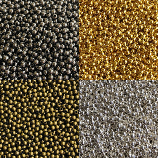 Iron Spacer Beads 3mm Solid Metal Loose Spacers Gold, Silver, Bronze, Gunmetal, Rose Gold, Platinum 200 Pieces