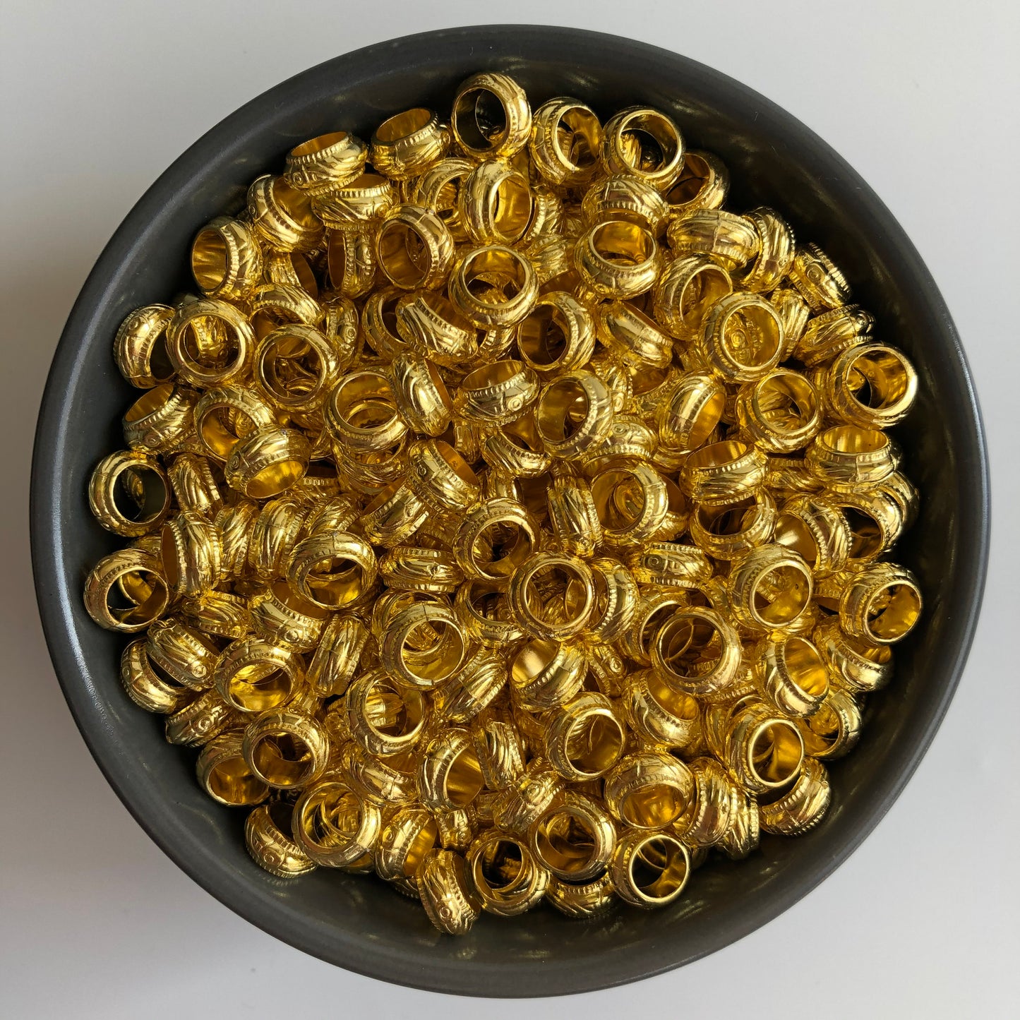 Gold Plastic Macrame Beads 10x4mm Round Tube Dreadlock Craft Bead 25 Pieces