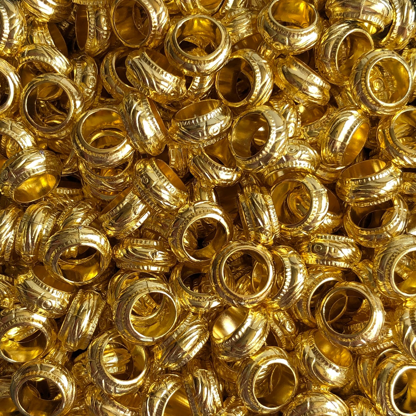 Gold Plastic Macrame Beads 10x4mm Round Tube Dreadlock Craft Bead 25 Pieces