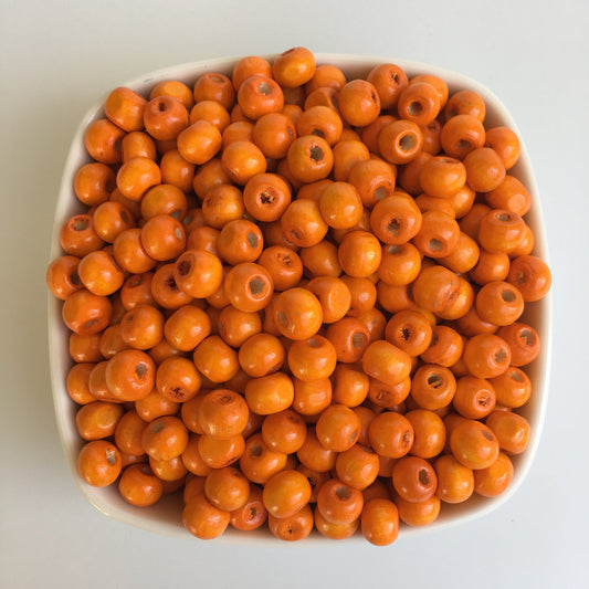 Orange Wood Bead 8.5mm Round Craft Beads 150 Pieces