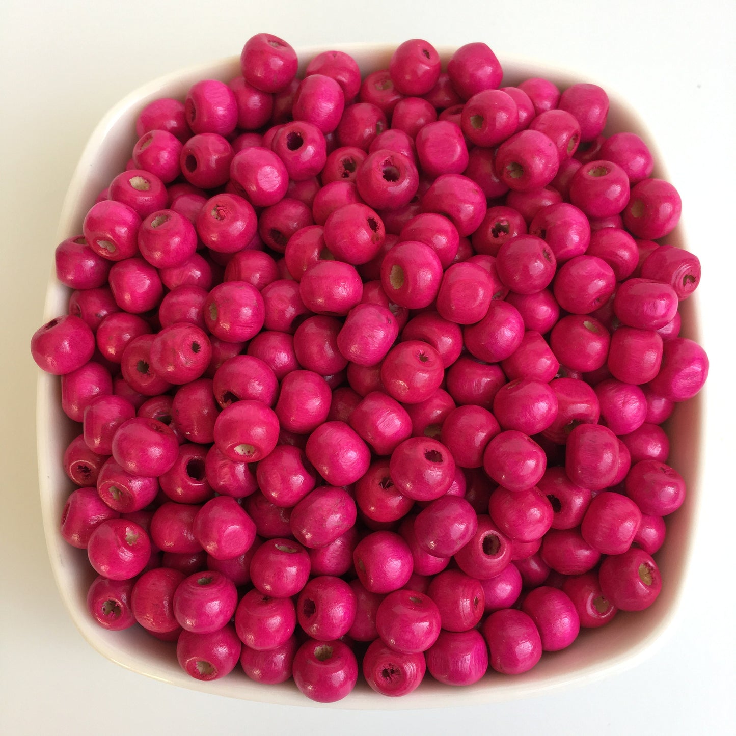 Hot Pink Wood Beads 8.5mm Round Wooden Craft Bead 100 Pieces