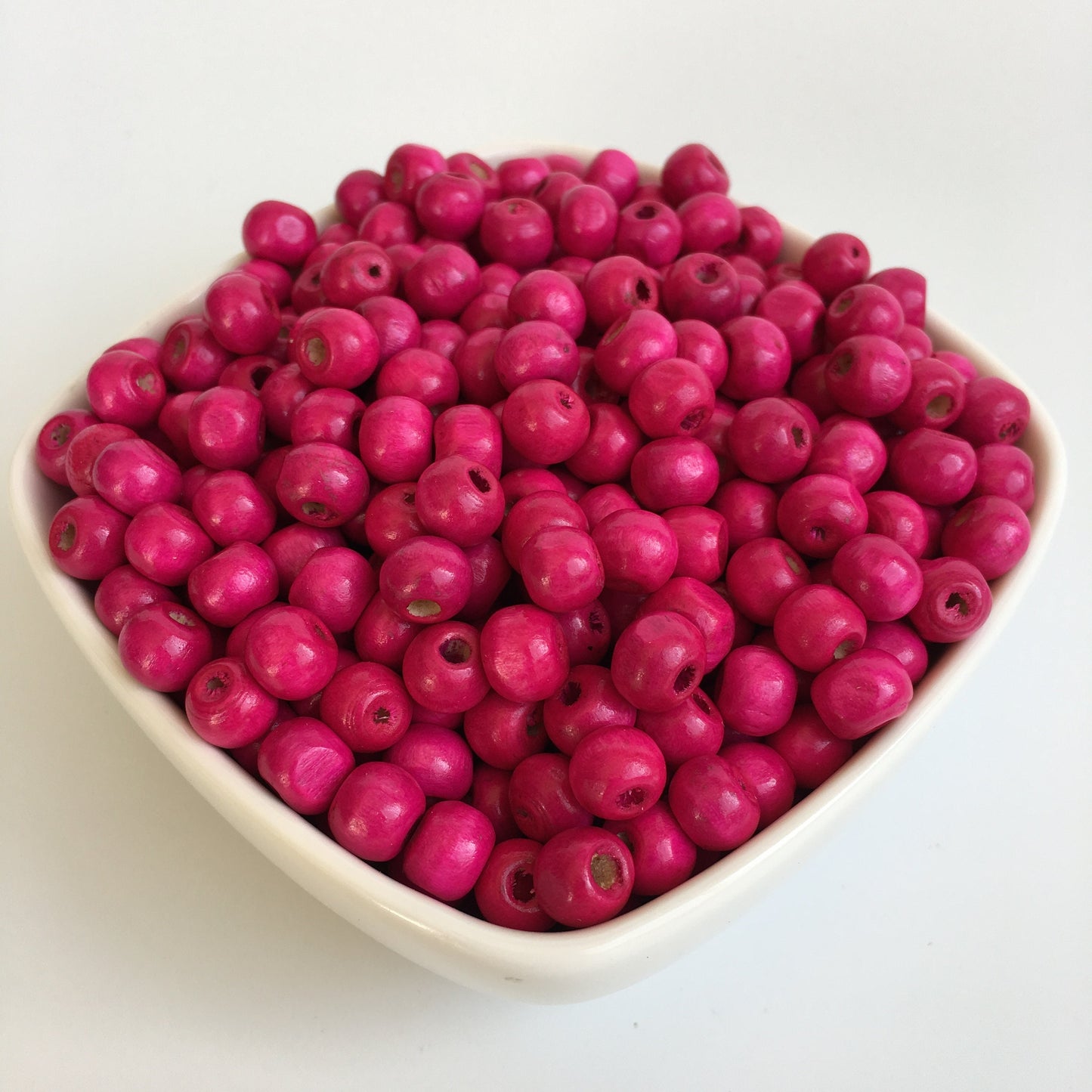 Hot Pink Wood Beads 8.5mm Round Wooden Craft Bead 100 Pieces