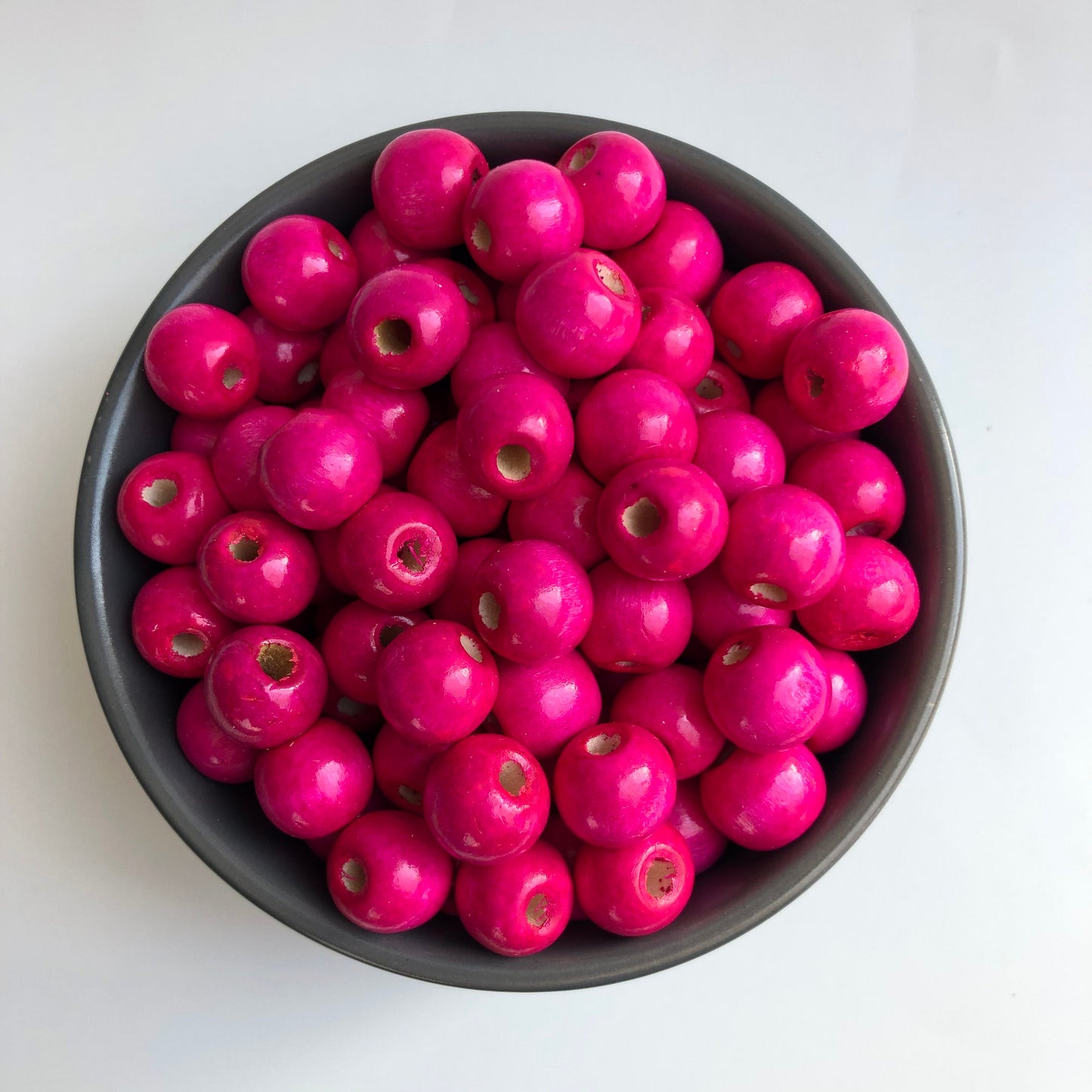 Hot Pink Wood Beads 14mm Round Jewellery Necklace Making Wooden Macrame Craft Bead 25 Pieces