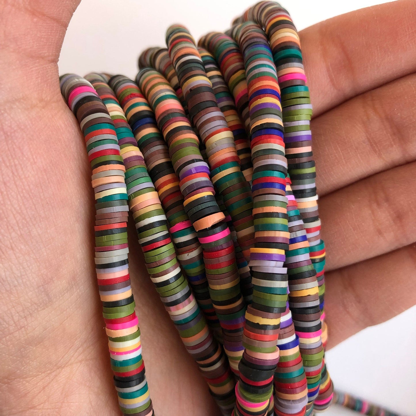 Mixed Dark Coloured Polymer Clay Beads 6mm Round Disc DIY Katsuki Craft Beads 45m Strand