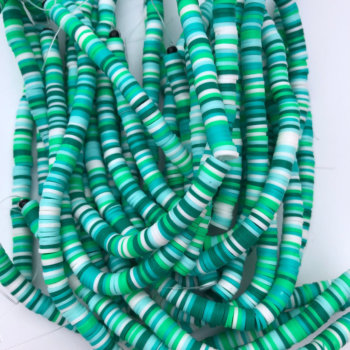Mixed Green Polymer Clay Disc Beads 330pcs Strand Katsuki Bead 6mm