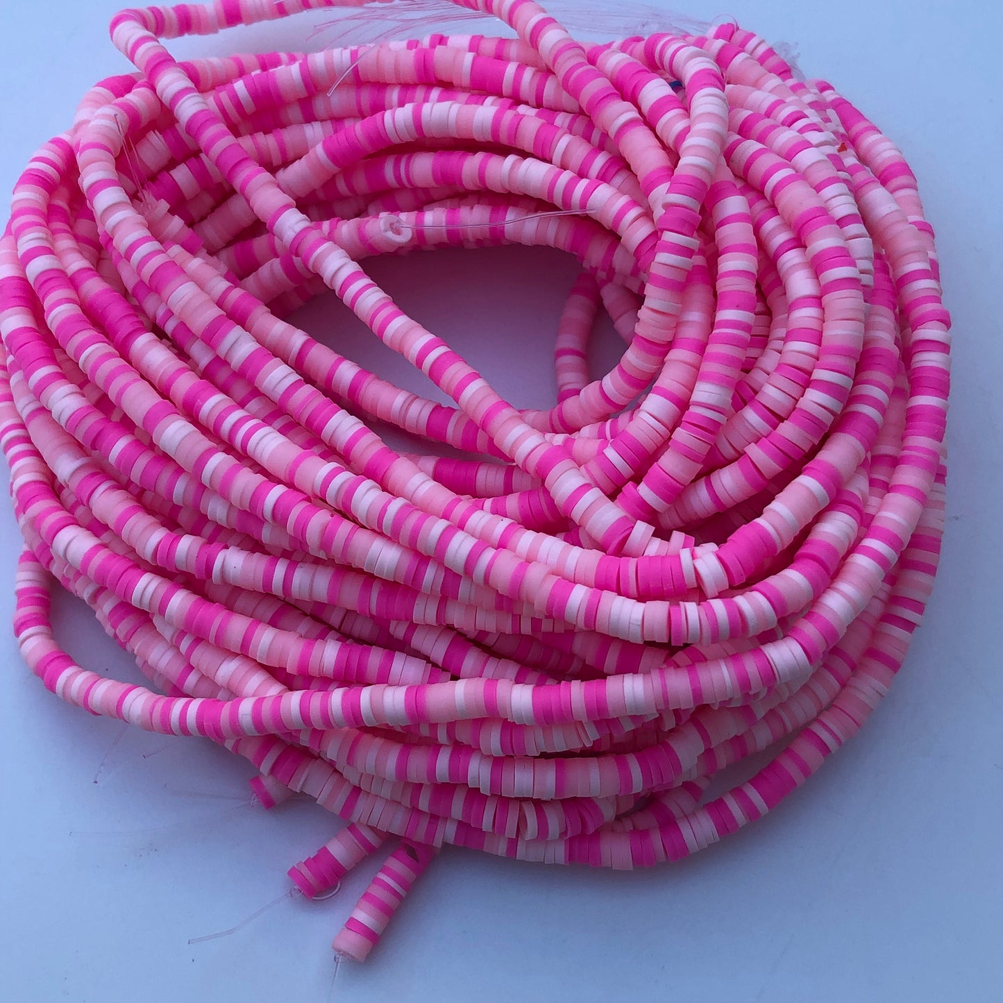 Mixed Pink Polymer Clay Beads 4x1mm Round Disc Katsuki DIY Jewellery Bead 40cm Strand