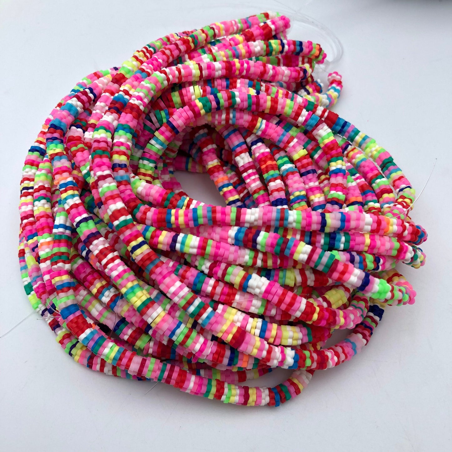 Mixed Flower Shape Polymer Clay Beads 5mm Rainbow Colour DIY Katsuki Craft Beads 38cm Strand