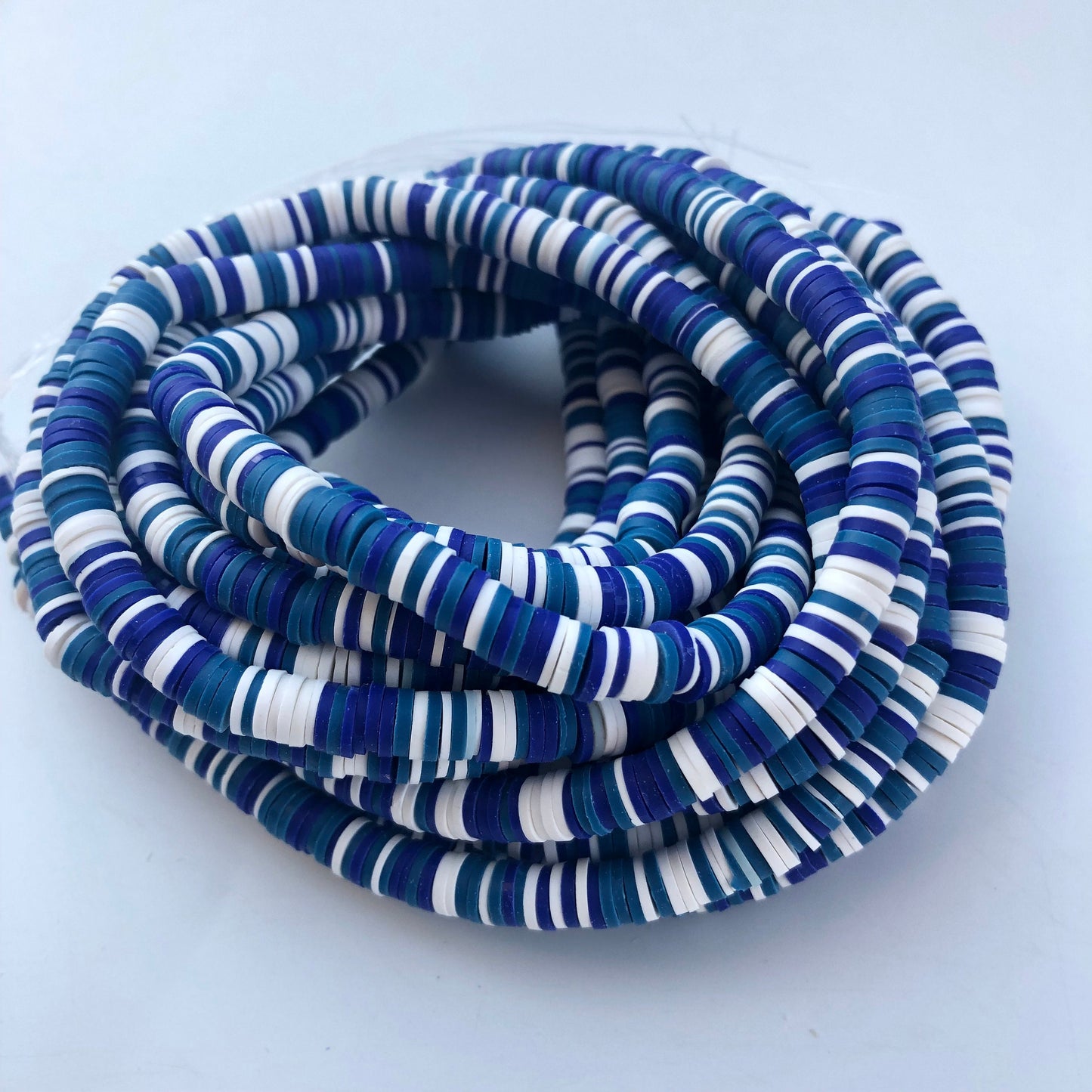 Mixed Dark Blue Polymer Clay Beads 6mm Round Disc DIY Katsuki Craft Beads 40cm Strand