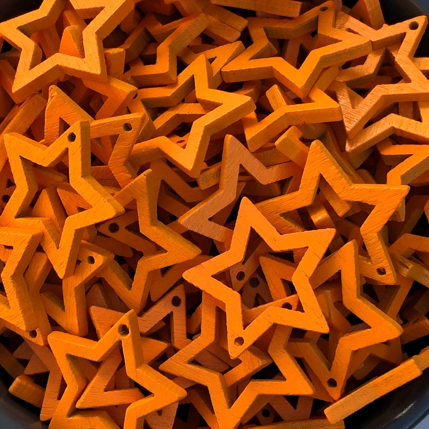 Orange Star Wood Charm 25mm Wooden Christmas Jewellery Making Pendant 10 Pieces