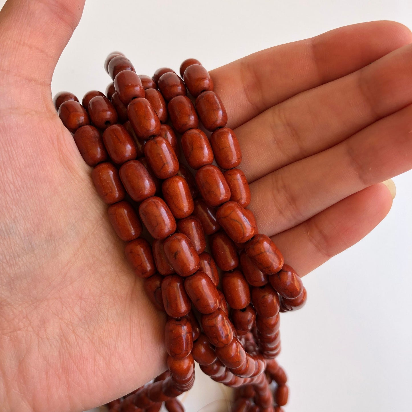 Antique Brown Stone Beads 12x8mm Oval Synthetic Gemstone Bead 32 Piece Strand