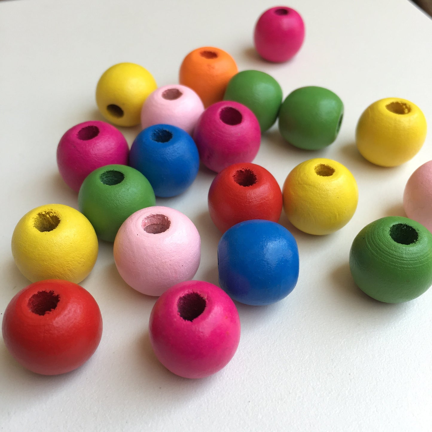 Mixed Matte Wood Beads 16mm Round Wooden Chunky Craft Bead 25 Pieces