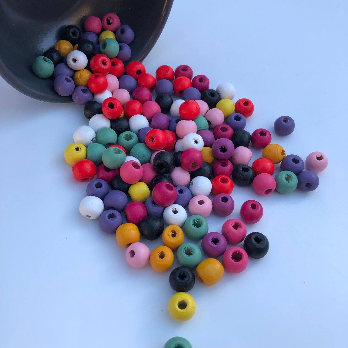 75X Pieces Round Wood Beads 10x9mm Mixed Assortment of Colour