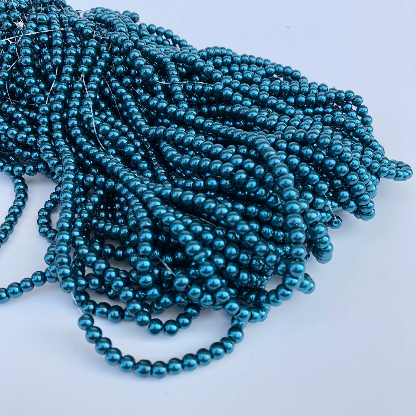 Round Glass Beads, 5mm smooth Teal Green Pearl Bead Strand Jewellery Making Spacers 170X Pieces